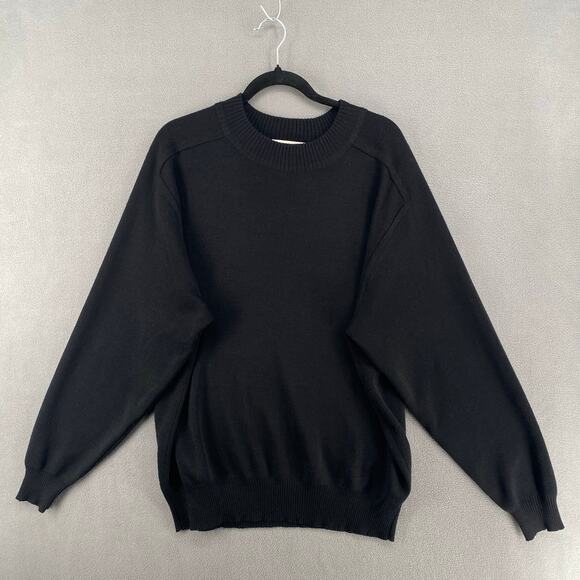 Vintage Obermeyer Wool Blend T Bird Pull Over Sweater Mens XXL Black Crew Neck - Picture 6 of 13